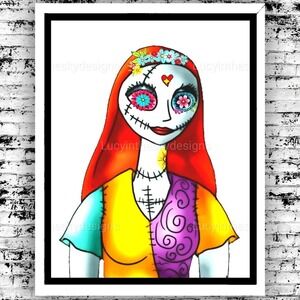 Sally Skellington Nightmare Before Christmas Halloween Art Print 8.5x11